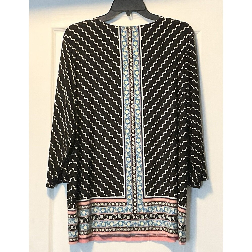 JM Collection Women's Plus Size Jacquard 3/4-Sleeve Top Size 2X, Black NWT - Picture 5 of 9